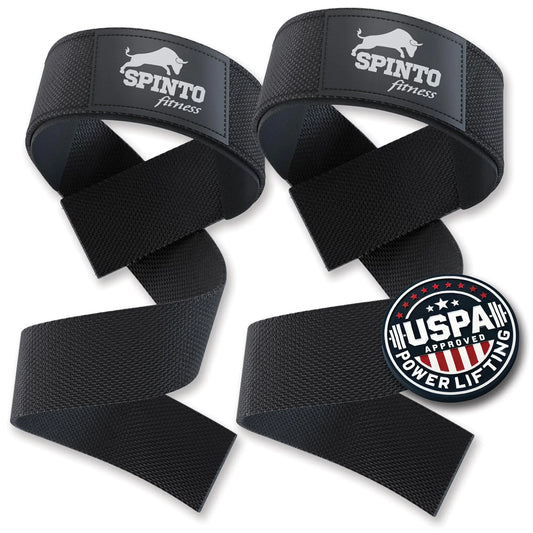 Spinto Fitness Wrist Straps for Weightlifting | 21 inch Competition Grade Rugged Cotton Grip & Padded Neoprene Gym Straps | Weight Lifting Wrist Straps for Deadlift Bodybuilding Powerlifting (1 pair)